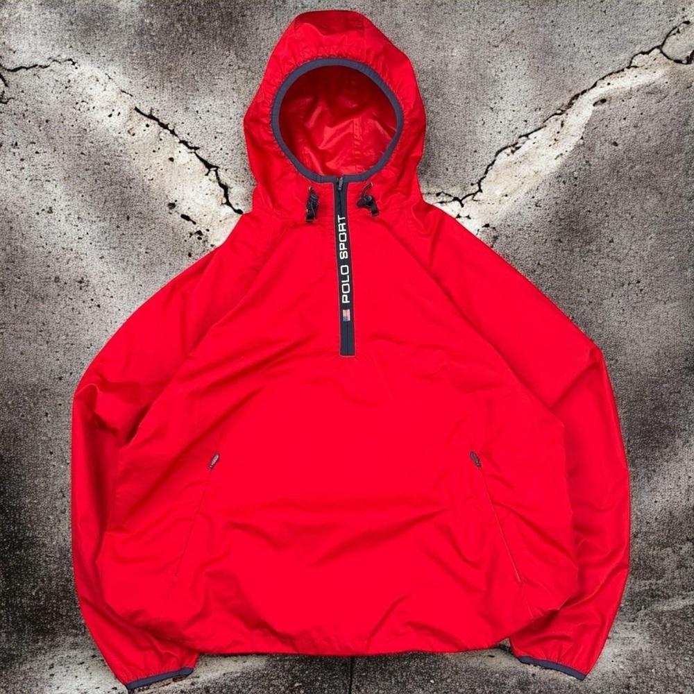 Gorpcore Red Quarter-Zip Polo Sport Windbreaker